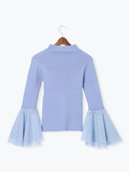 チュールフレアスリーブニットプルオーバー（グレー/ブラック/ブルー）｜Te chichi（テチチ）通販