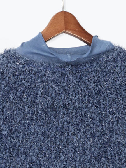 インナー付ポコポコラメシャギー半袖ニット（グレー/ブルー）｜Te chichi（テチチ）通販