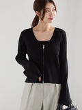 リブダブルジップVネックカーディガン（ブラック）｜Te chichi（テチチ）通販