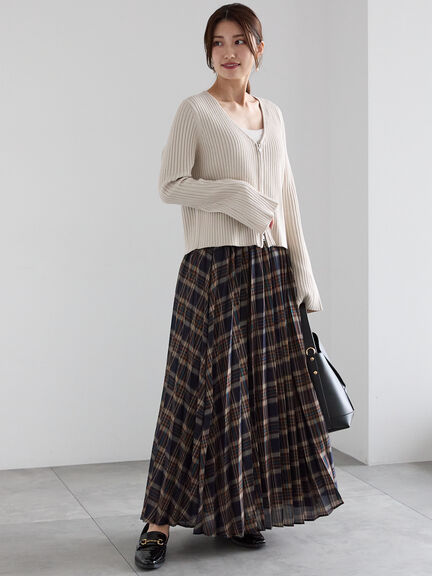 リブダブルジップVネックカーディガン（グレー/ブラック/ベージュ）｜Te chichi（テチチ）通販