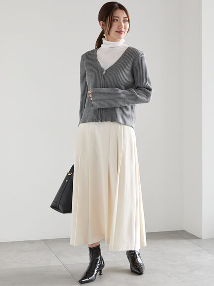 リブダブルジップVネックカーディガン（グレー/ブラック/ベージュ）｜Te chichi（テチチ）通販