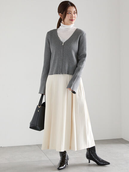 リブダブルジップVネックカーディガン（グレー/ブラック/ベージュ）｜Te chichi（テチチ）通販