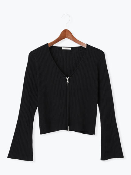 リブダブルジップVネックカーディガン（グレー/ブラック/ベージュ）｜Te chichi（テチチ）通販