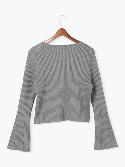 リブダブルジップVネックカーディガン（グレー/ブラック/ベージュ）｜Te chichi（テチチ）通販