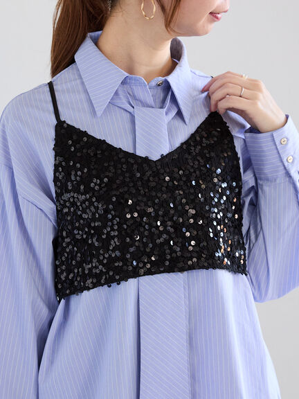 スパンコールキャミブラウス（オフホワイト/ブラック）｜Te chichi（テチチ）通販