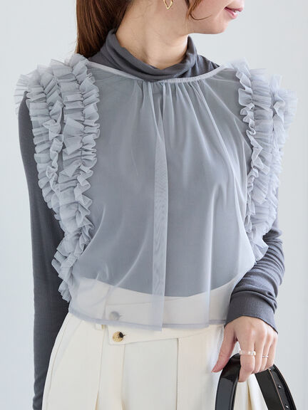 前後2WAYショルダーフリルチュールトップス（グレー/チャコールグレー）｜Te chichi（テチチ）通販