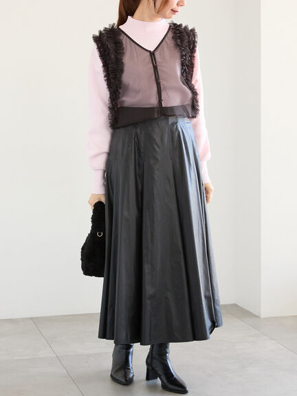 前後2WAYショルダーフリルチュールトップス（グレー/チャコールグレー）｜Te chichi（テチチ）通販