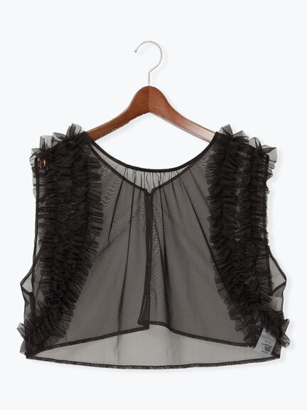 前後2WAYショルダーフリルチュールトップス（グレー/チャコールグレー）｜Te chichi（テチチ）通販