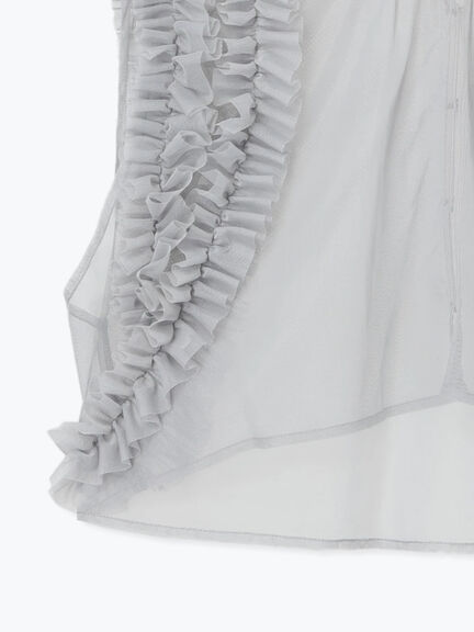 前後2WAYショルダーフリルチュールトップス（グレー/チャコールグレー）｜Te chichi（テチチ）通販