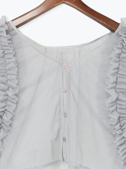 前後2WAYショルダーフリルチュールトップス（グレー/チャコールグレー）｜Te chichi（テチチ）通販