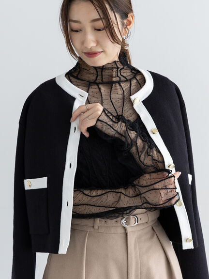 ドットシャーリングチュールインナー（オフホワイト/ブラック）｜Te chichi（テチチ）通販