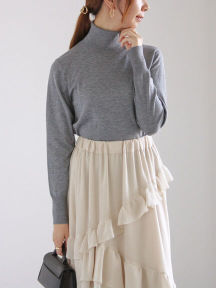 リブタートルネックプルオーバー（オフホワイト/グレー/ブラック/レッド）｜Te chichi（テチチ）通販