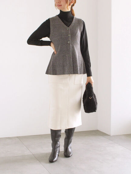 リブタートルネックプルオーバー（オフホワイト/グレー/ブラック/レッド）｜Te chichi（テチチ）通販