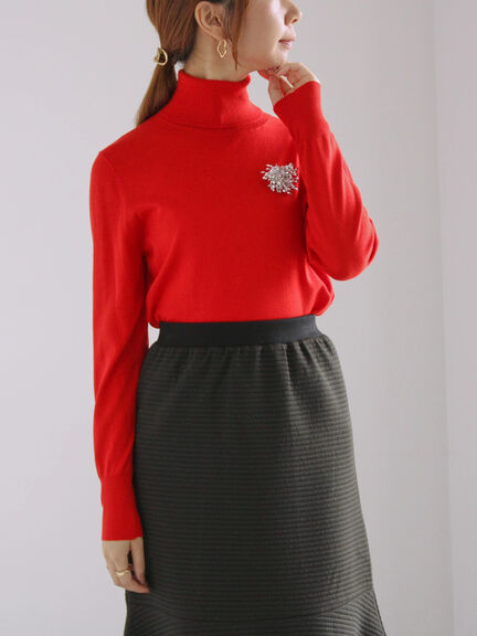 リブタートルネックプルオーバー（オフホワイト/グレー/ブラック/レッド）｜Te chichi（テチチ）通販