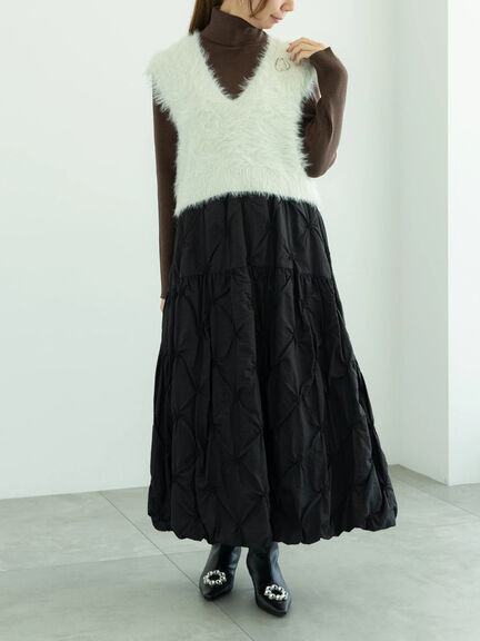 ロングラメシャギーベスト（オフホワイト/チャコールグレー/ブラック）｜Te chichi（テチチ）通販