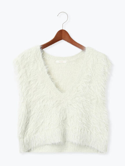 ロングラメシャギーベスト（オフホワイト/チャコールグレー/ブラック）｜Te chichi（テチチ）通販