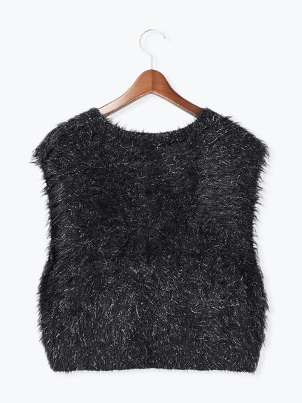 ロングラメシャギーベスト（オフホワイト/チャコールグレー/ブラック）｜Te chichi（テチチ）通販