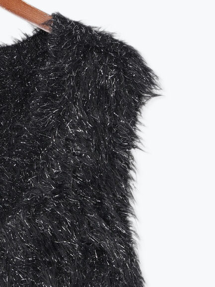 ロングラメシャギーベスト（オフホワイト/チャコールグレー/ブラック）｜Te chichi（テチチ）通販