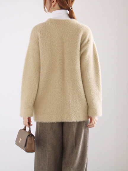 ダブルフェイスフェザーニット カーデ（チャコールグレー/ピンク/ベージュ）｜Te chichi（テチチ）通販