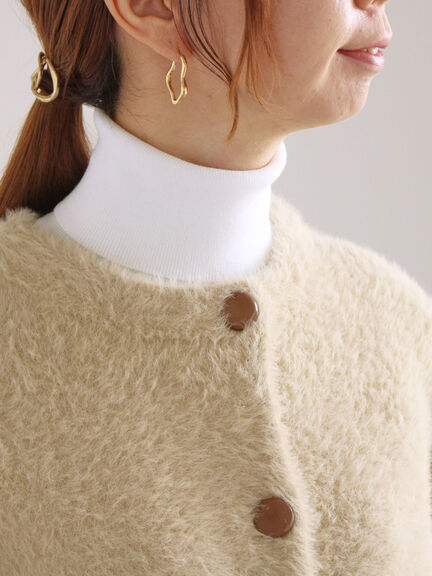 ダブルフェイスフェザーニット カーデ（チャコールグレー/ピンク/ベージュ）｜Te chichi（テチチ）通販