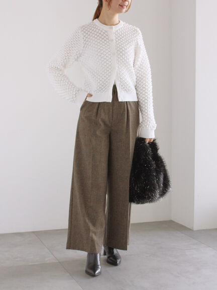 ポコポコニットカーディガン（オフホワイト/ブラック/ピンク）｜Te chichi（テチチ）通販