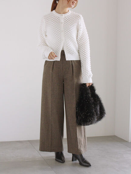 ポコポコニットカーディガン（オフホワイト/ブラック/ピンク）｜Te chichi（テチチ）通販