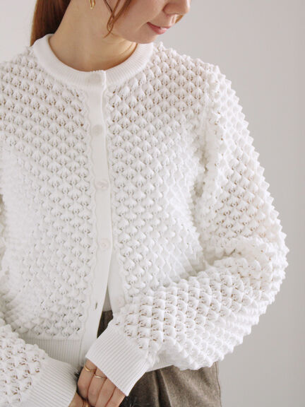 ポコポコニットカーディガン（オフホワイト/ブラック/ピンク）｜Te chichi（テチチ）通販