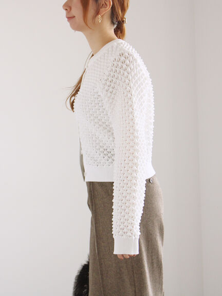 ポコポコニットカーディガン（オフホワイト/ブラック/ピンク）｜Te chichi（テチチ）通販