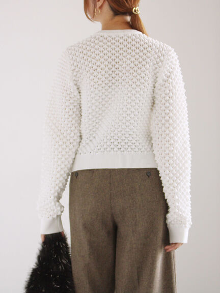 ポコポコニットカーディガン（オフホワイト/ブラック/ピンク）｜Te chichi（テチチ）通販