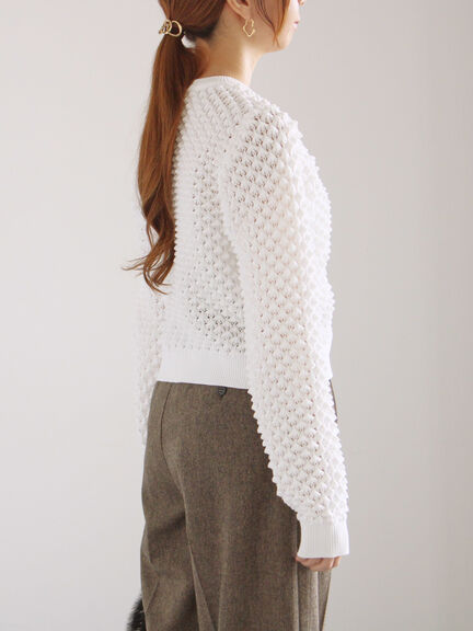 ポコポコニットカーディガン（オフホワイト/ブラック/ピンク）｜Te chichi（テチチ）通販