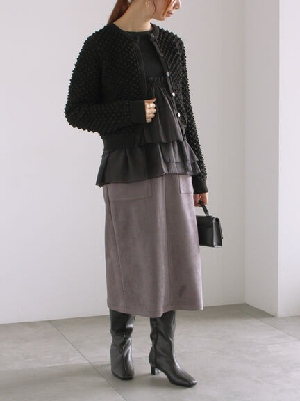 ポコポコニットカーディガン（オフホワイト/ブラック/ピンク）｜Te chichi（テチチ）通販