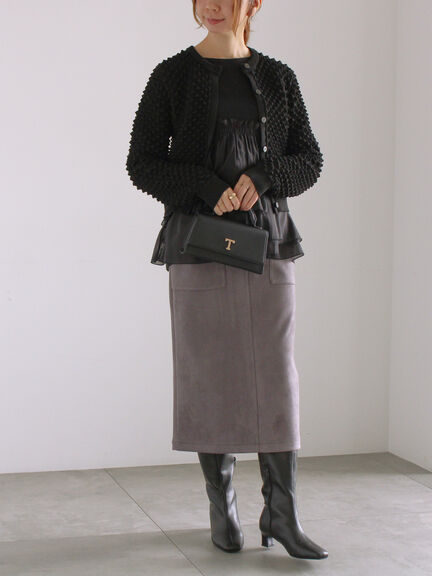 ポコポコニットカーディガン（オフホワイト/ブラック/ピンク）｜Te chichi（テチチ）通販