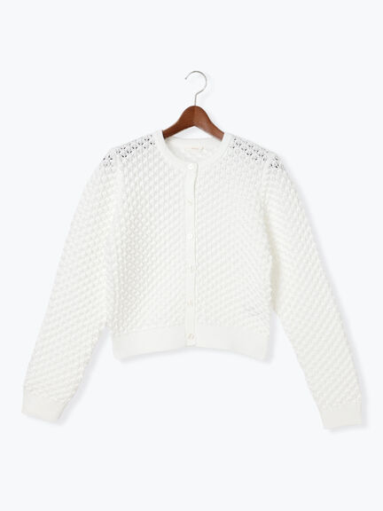 ポコポコニットカーディガン（オフホワイト/ブラック/ピンク）｜Te chichi（テチチ）通販