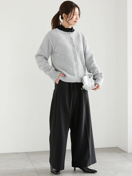 【佐藤晴美着用】ラメシャギークルーカーディガン（シルバー/チャコールグレー/ゴールド）｜Te chichi（テチチ）通販