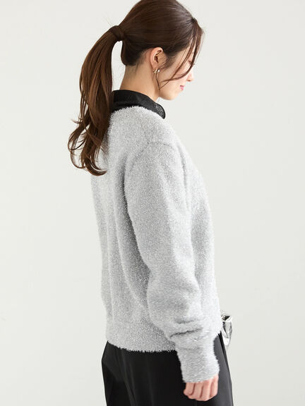 【佐藤晴美着用】ラメシャギークルーカーディガン（シルバー/チャコールグレー/ゴールド）｜Te chichi（テチチ）通販