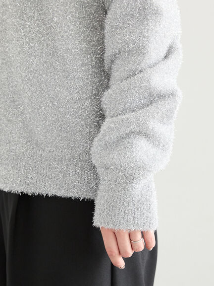 【佐藤晴美着用】ラメシャギークルーカーディガン（シルバー/チャコールグレー/ゴールド）｜Te chichi（テチチ）通販