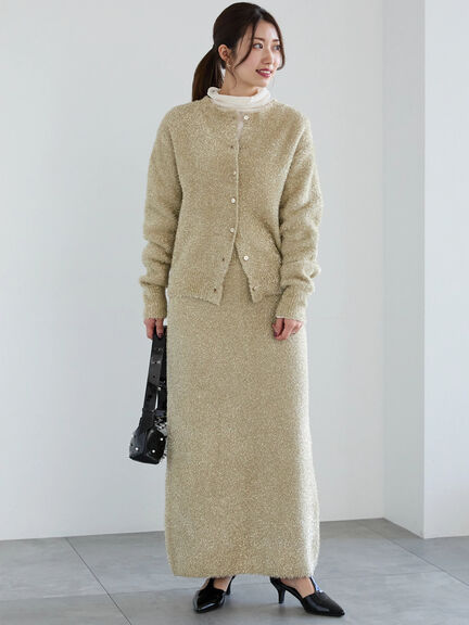 【佐藤晴美着用】ラメシャギークルーカーディガン（シルバー/チャコールグレー/ゴールド）｜Te chichi（テチチ）通販