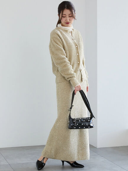 【佐藤晴美着用】ラメシャギークルーカーディガン（シルバー/チャコールグレー/ゴールド）｜Te chichi（テチチ）通販