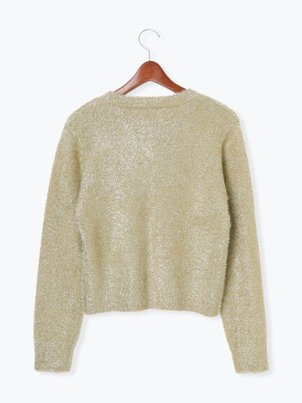 【佐藤晴美着用】ラメシャギークルーカーディガン（シルバー/チャコールグレー/ゴールド）｜Te chichi（テチチ）通販