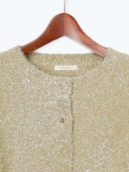 【佐藤晴美着用】ラメシャギークルーカーディガン（シルバー/チャコールグレー/ゴールド）｜Te chichi（テチチ）通販