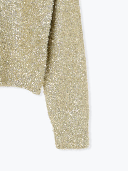 【佐藤晴美着用】ラメシャギークルーカーディガン（シルバー/チャコールグレー/ゴールド）｜Te chichi（テチチ）通販