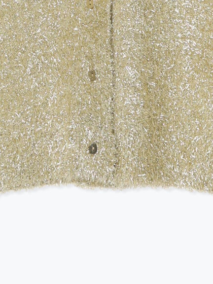 【佐藤晴美着用】ラメシャギークルーカーディガン（シルバー/チャコールグレー/ゴールド）｜Te chichi（テチチ）通販