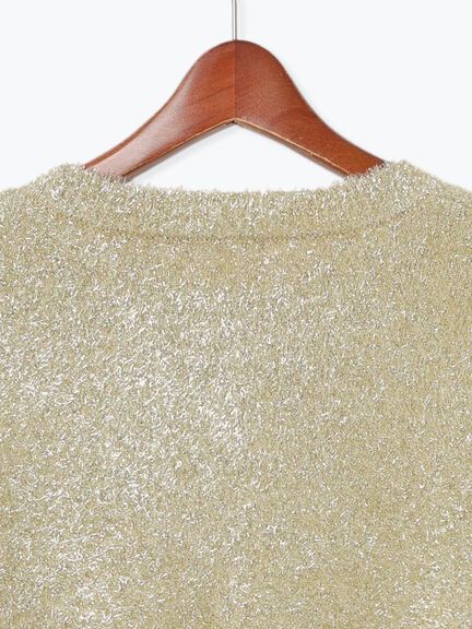 【佐藤晴美着用】ラメシャギークルーカーディガン（シルバー/チャコールグレー/ゴールド）｜Te chichi（テチチ）通販