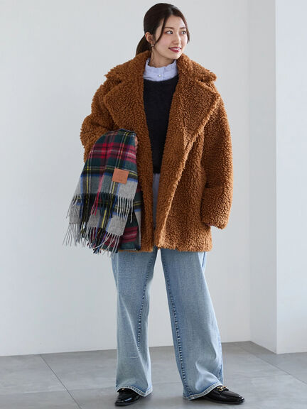 【佐藤晴美着用】テディボアミディコート（ブラウン/ネイビー）｜Te chichi（テチチ）通販