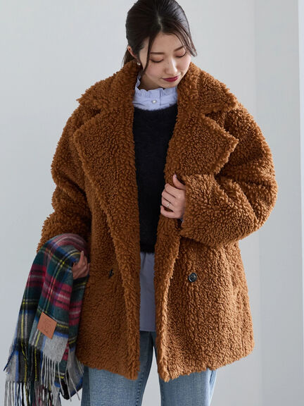 【佐藤晴美着用】テディボアミディコート（ブラウン/ネイビー）｜Te chichi（テチチ）通販