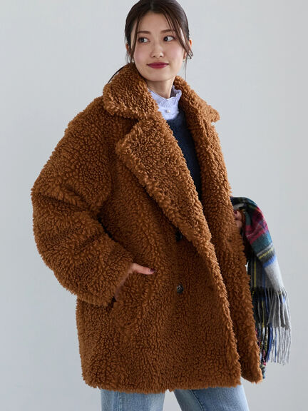 【佐藤晴美着用】テディボアミディコート（ブラウン/ネイビー）｜Te chichi（テチチ）通販