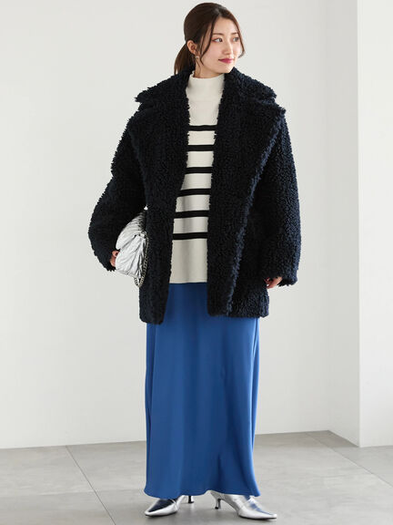 【佐藤晴美着用】テディボアミディコート（ブラウン/ネイビー）｜Te chichi（テチチ）通販