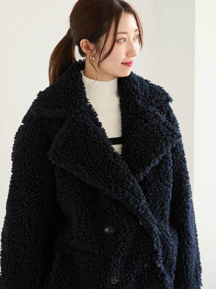 【佐藤晴美着用】テディボアミディコート（ブラウン/ネイビー）｜Te chichi（テチチ）通販