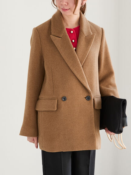 ピークドラペルダブルジャケット（チャコールグレー/ブラック/キャメル）｜Te chichi（テチチ）通販