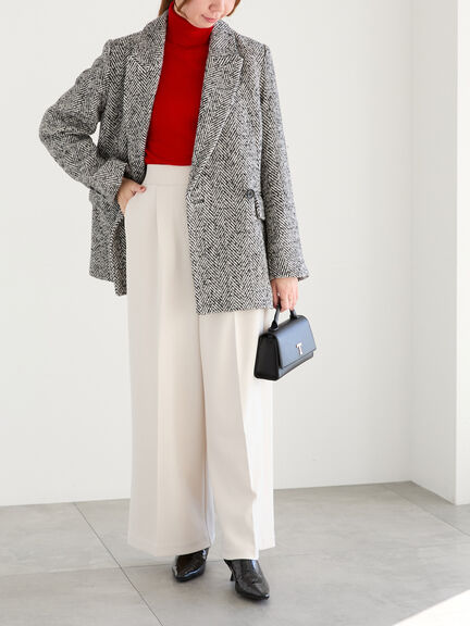 ピークドラペルダブルジャケット（チャコールグレー/ブラック/キャメル）｜Te chichi（テチチ）通販